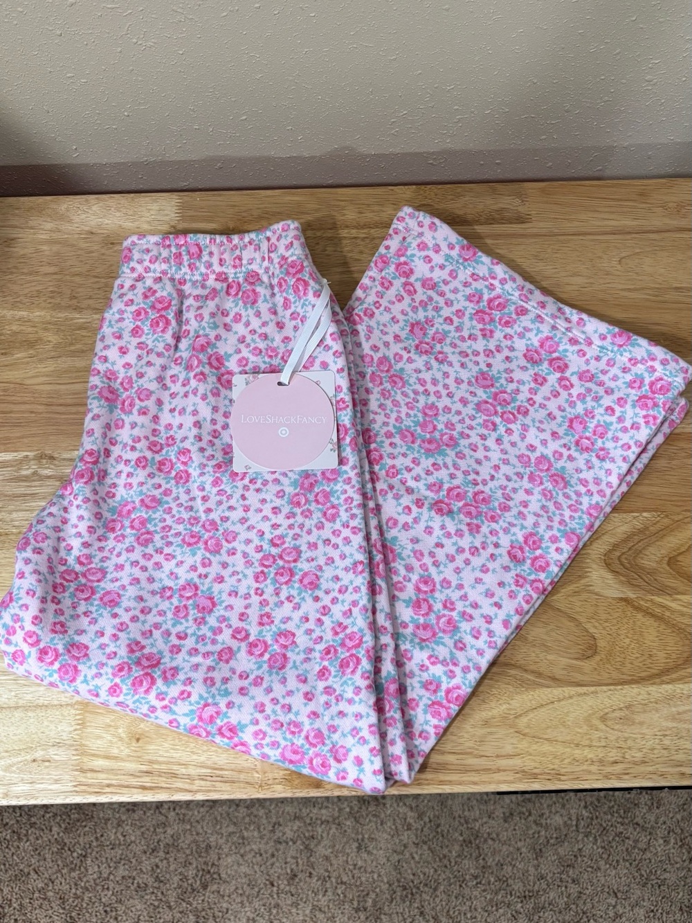LoveShackFancy Pink Floral Jogger Pants for Kids